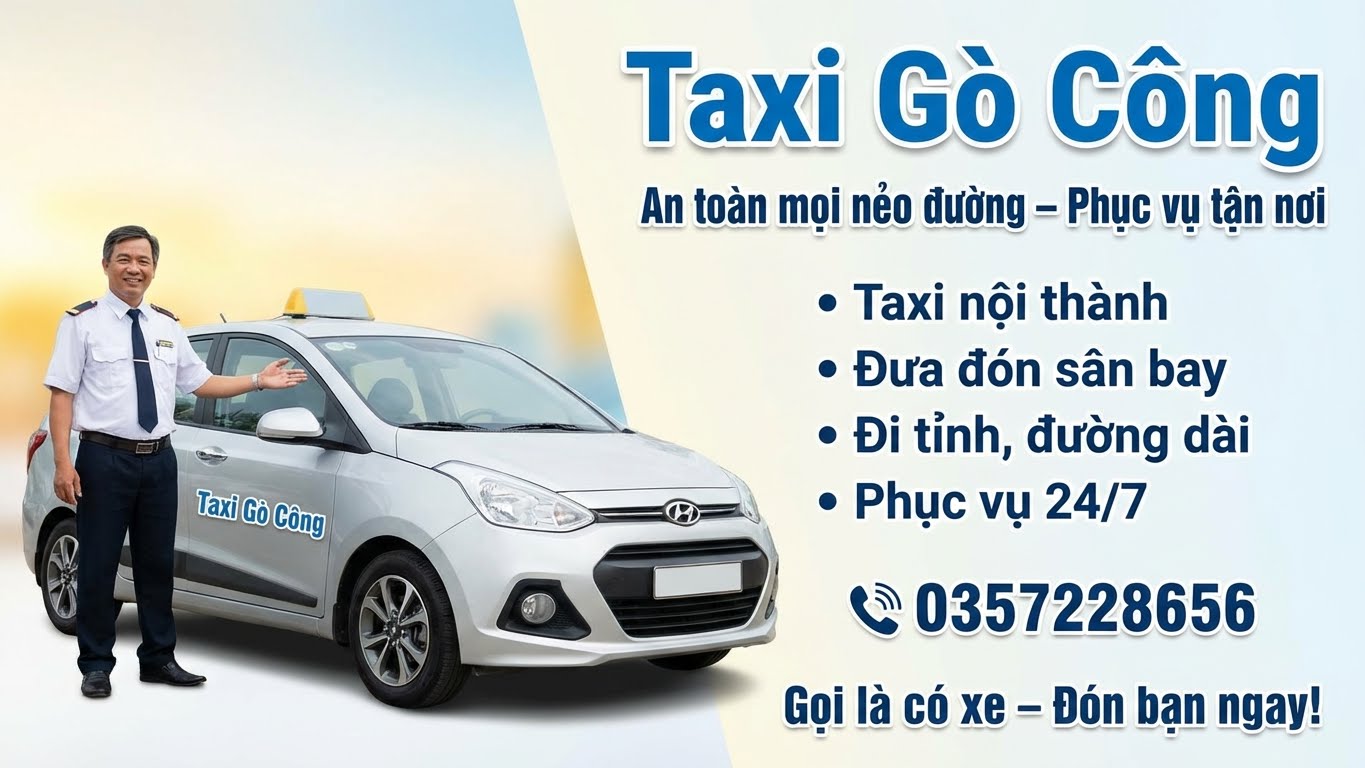 Xe Taxi tour du lịch Gò Công đời mới phục vụ khách tham quan